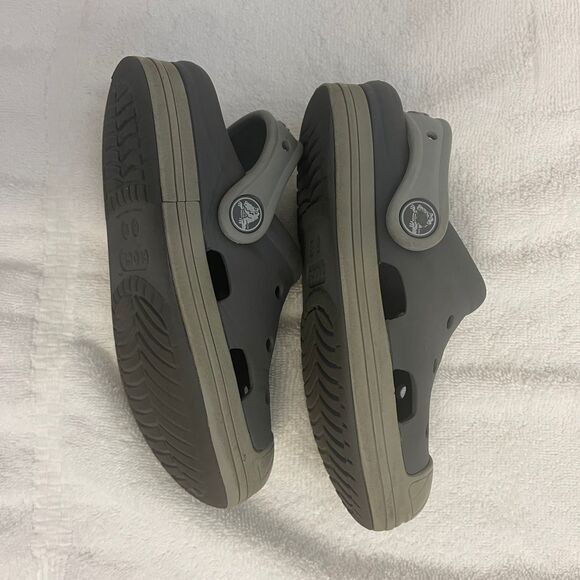 Crocs Kids Youth clogs Grey Slip On Rubber Slides Shoe Size C12 - Picture 4 of 7